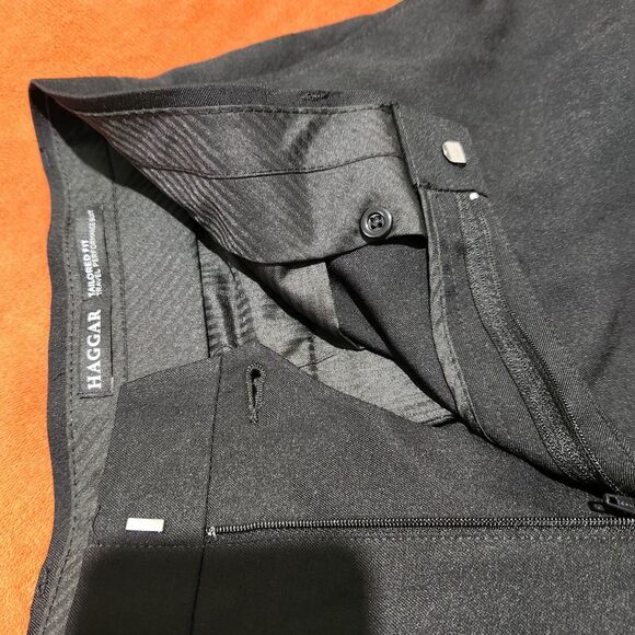 Haggar Dress Pants Size 36x32 Black Flat Front.   NEW - Picture 10 of 11